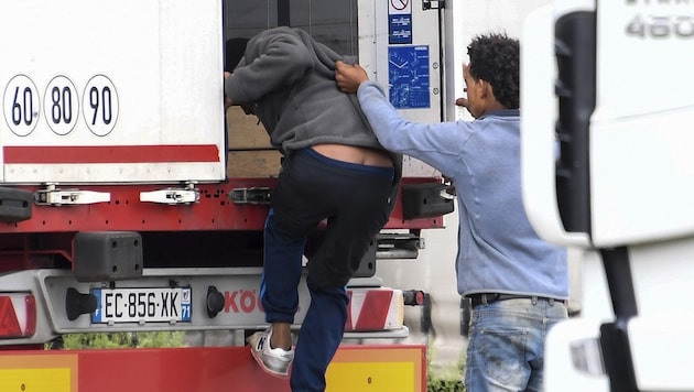 In Lkw lassen sich Migranten immer wieder nach Österreich schmuggeln (Bild: AFP)