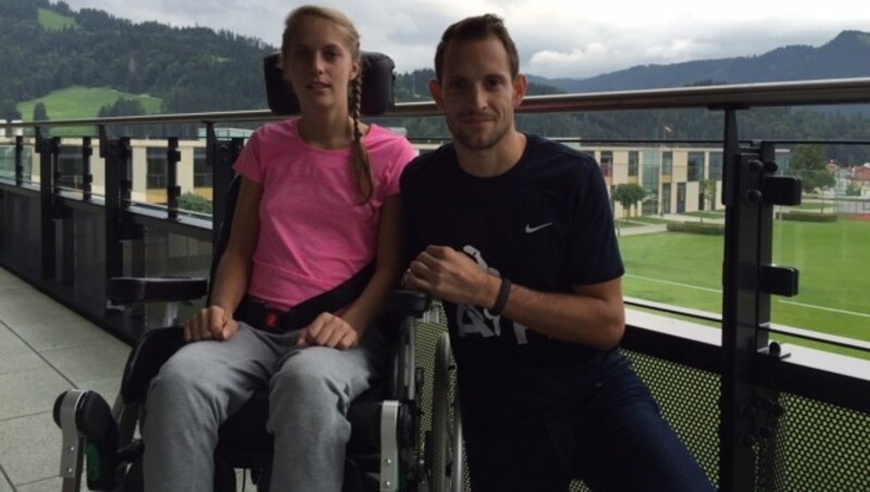 Kira Grünberg mit Weltrekordler Renaud Lavillenie (Bild: Tom Sports Consulting)