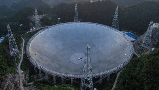 Das "Five-hundred-meter Aperture Spherical radio Telescope" in China (Bild: APA/AFP/Xinhua)
