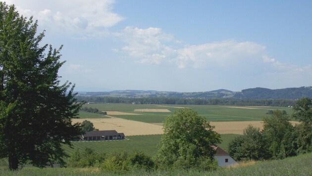 Blick vom Sechterberg auf das vom Schotterabbau betroffene Gebiet in Bergheim. (Bild: Robert Gumpenberger, SPÖ Feldkirchen)