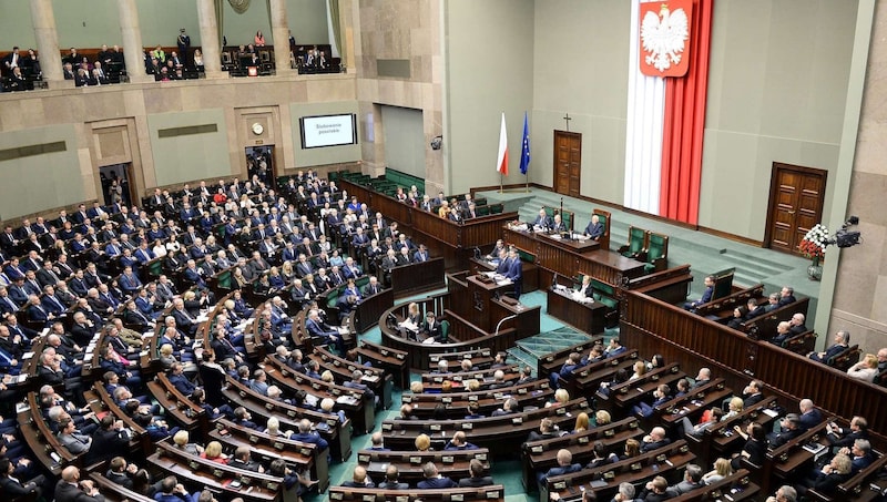 Dem Parlament (Bild) wurden bereits vier Gesetzesentwürfe vorgelegt. (Bild: APA/AFP/JANEK SKARZYNSKI)