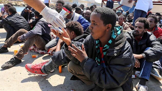 Flüchtlinge in Lampedusa (Bild: AFP)