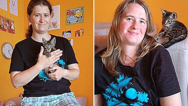 Michelle M. (links) und ihre Lebensgefährtin mit Katze "Luna" (Bild: zVG)