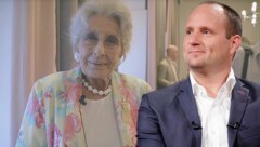 Die Grande Dame des Opernballs Lotte Tobisch tanzt mit den NEOS (im Bild rechts: Parteichef Strolz) (Bild: APA, facebook.com, krone.at-Grafik)