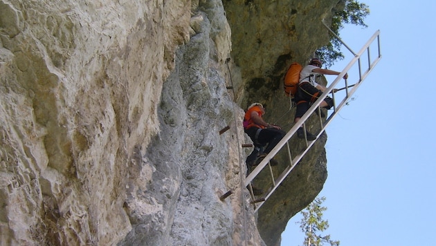 Der 250 Meter lange Klettersteig in der Echernwand gilt als mittelschwer. (Bild: Bergrettung)