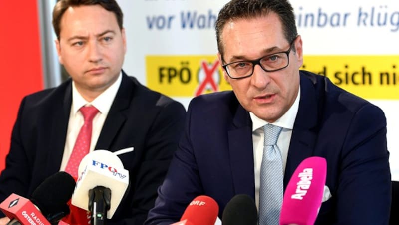 Manfred Haimbuchner und Heinz-Christian Strache (Bild: APA/HELMUT FOHRINGER)