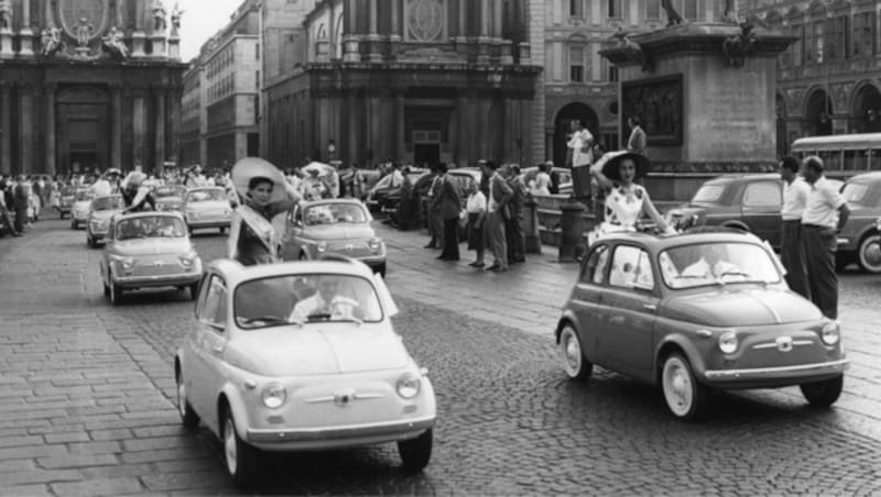 Die Premiere des Fiat 500 im Jahr 1957 (Bild: Fiat)