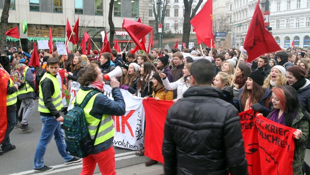 Demonstranten am Ring (Bild: Andi Schiel)