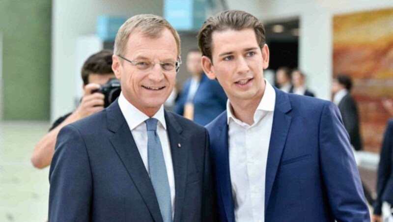 Der neue ÖVP-Chef Sebastian Kurz (rechts) mit Oberösterreichs Landeshauptmann Thomas Stelzer. (Bild: Markus Wenzel)