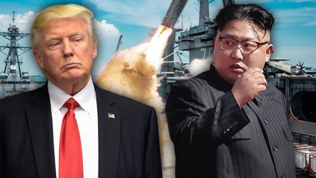 Drohen einander ständig: US-Präsident Trump und Nordkoreas Diktator Kim (Bild: U.S. Department of Defense, AP, AFP)