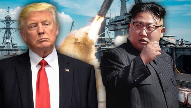 Drohen einander ständig: US-Präsident Trump und Nordkoreas Diktator Kim (Bild: U.S. Department of Defense, AP, AFP)