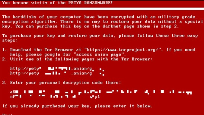 Statt Windows startet ein Petya-infizierter PC nur diesen roten Bildschirm mit Anweisungen. (Bild: G Data)