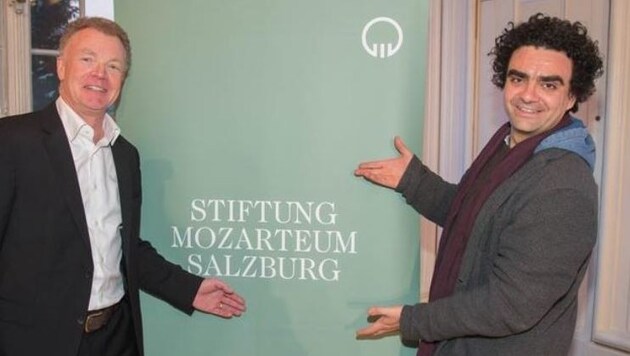 Präsident Honsig-Erlenburg mit seiner Mozart-Total-Waffe Villazón im Banne des Wolferl ... (Bild: Neumayr/MMV)