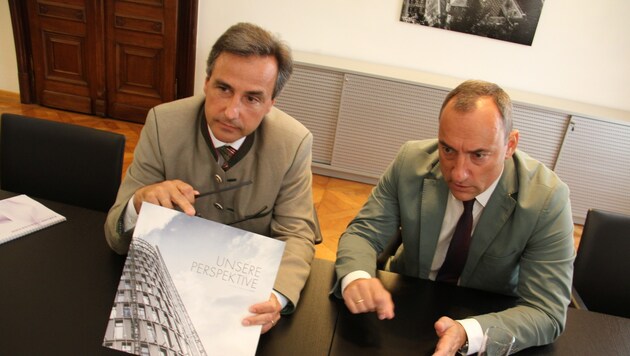 Der Grazer VP-Bürgermeister Siegfried Nagl und sein blauer Vize Mario Eustacchio. (Bild: Kronenzeitung)