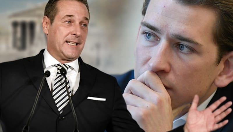 Heinz-Christian Strache, Sebastian Kurz (Bild: APA/Hans Klaus Techt, krone.at-Grafik)