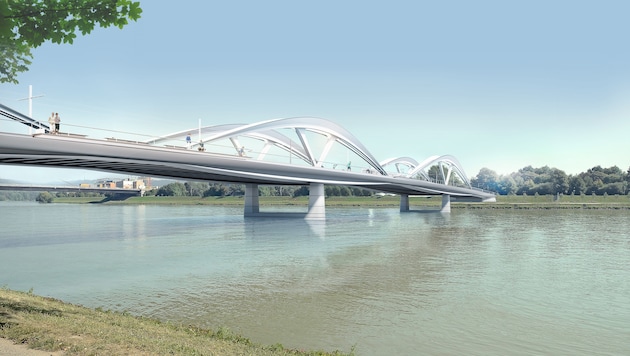 So soll die neue Linzer Donaubrücke einmal aussehen. (Bild: Marc Mimram)
