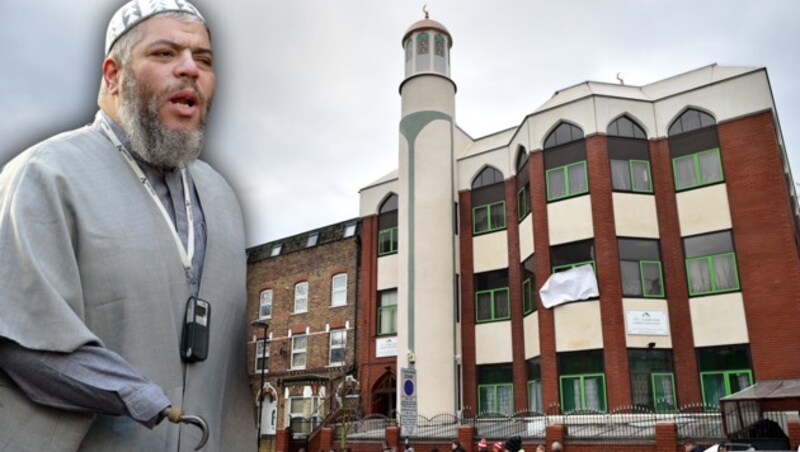 Terror-Imam Abu Hamza al-Masri hat einen Metallhaken am rechten Handgelenk. (Bild: AFP/BEN STANSALL, AFP/ODD ANDERSEN)