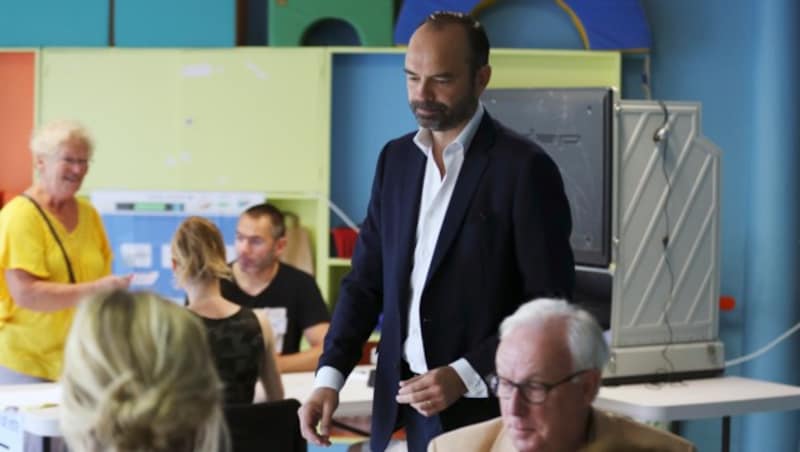 Premierminister Edouard Philippe bei seiner Stimmabgabe (Bild: AFP)