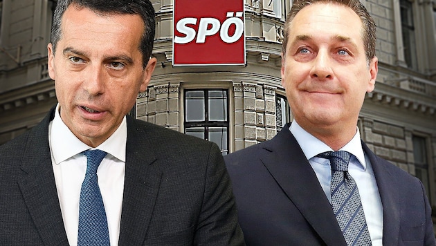 SPÖ-Chef Christian Kern, FPÖ-Chef Heinz-Christian Strache (Bild: Peter Tomschi, AFP)