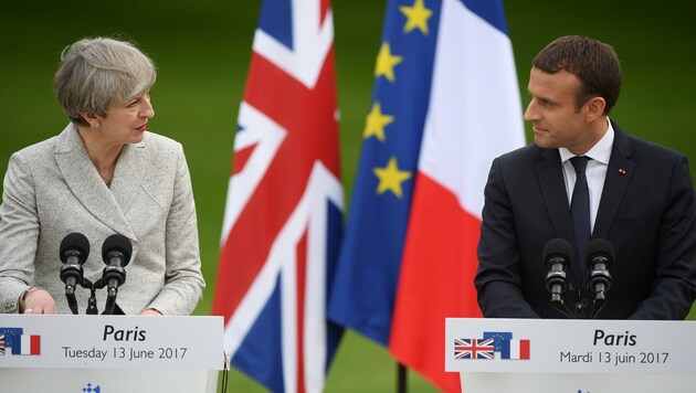 Die britische Premierministerin Theresa May und Frankreichs Präsident Emmanuel Macron (Bild: AFP)