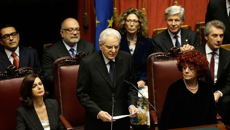 Italiens Präsident Sergio Mattarella (Bild: AP)