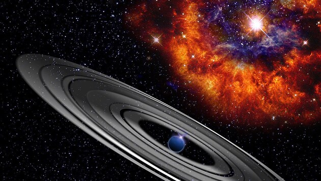 Illustration: So sieht der Mega-Ringplanet möglicherweise aus (Bild: University of Warwick)