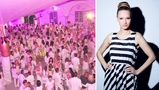 DJane Danielle Diaz steht bei der Fete Blanche in Gmunden an den Turntables (Bild: Holzinger, Danielle Diaz)