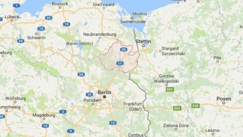 Uckermark im deutschen Brandenburg liegt rund 100 Kilometer von Berlin entfernt. (Bild: googlemaps.com)