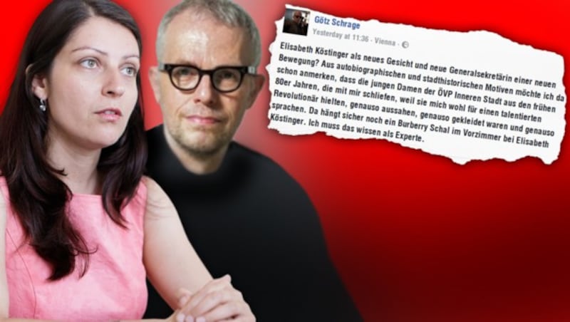 Muna Duzdar, Götz Schrage und sein viel kritisiertes Facebook-Posting (Bild: APA/GEORG HOCHMUTH, SPÖ, facebook.com)