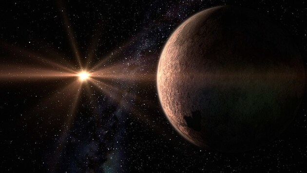 Künstlerische Illustration der Supererde "Gliese 625b" (rechts) und ihrer Sonne (links) (Bild: IAC)