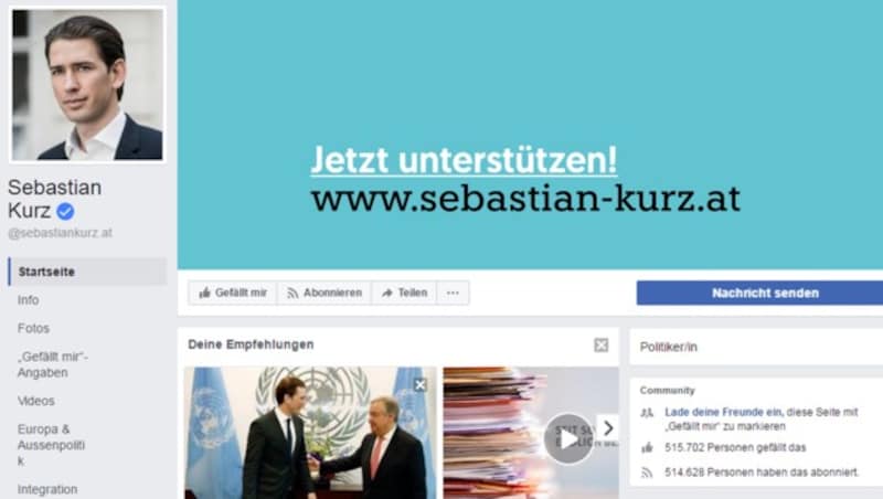 Sebastian Kurz auf Facebook (Bild: facebook.com)