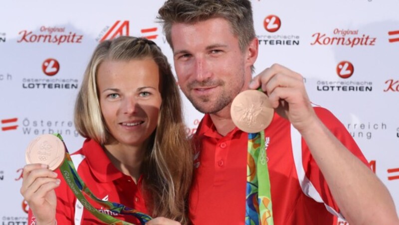 Tanja Frank und Thomas Zajac mit ihrer Bronzemedaille von Rio (Bild: GEPA)