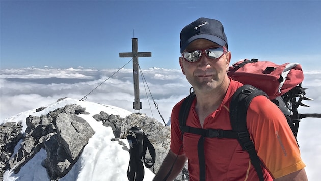 Geschafft. Christof Ladstätter am 2691 Meter hohen Collin Gipfel (Bild: Hannes Wallner)