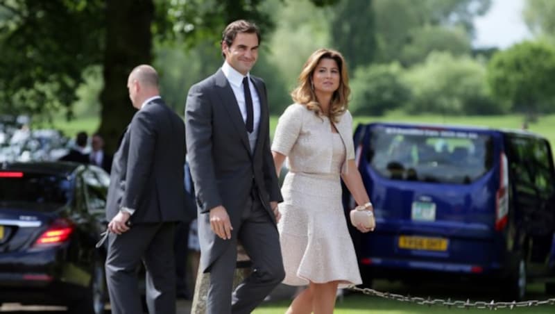 Berühmter Gast: Tennis-Star Roger Federer mit seiner Frau Mirka (Bild: Associated Press)