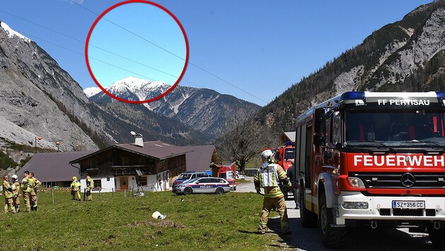 Der Heli kollidierte mit dem Seil einer Materialseilbahn. (Bild: Zoom.Tirol)