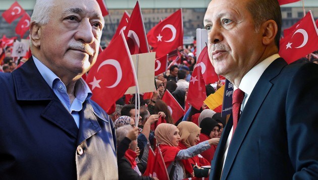 Gülen (li.) und sein Kontrahent, der türkische Präsident Recep Tayyip Erdogan (Bild: APA/AFP/dpa/OLIVER BERG, APA/AFP/KAYHAN OZER)