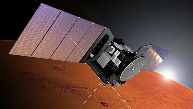 Künstlerische Illustration: Die ESA-Raumsonde "Mars Express" (Bild: ESA/Alex Lutkus)