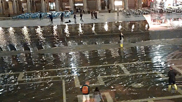 Ungewöhnlich ist das Hochwasser im Mai in Venedig. "Saison" hat es normalerweise im Winter. (Bild: privat)