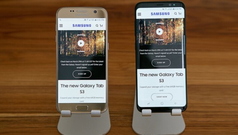 Größenvergleich: Das Samsung Galaxy S7 und der Nachfolger S8 (Bild: Samsung)