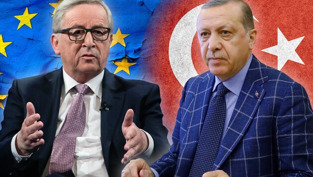 EU-Kommissionschef Juncker (li.), Türkei-Machthaber Erdogan (Bild: thinkstockphotos.de, AP/Markus Schreiber, AP/Kayhan Ozer)