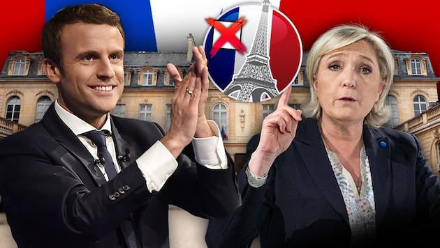 Emmanuel Macron und Marine Le Pen treten bei der Stichwahl für das Amt des französischen Präsidenten am Sonntag an. (Bild: APA/JEAN-SEBASTIEN EVRARD, AP, thinkstockphotos.de)