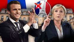 Emmanuel Macron und Marine Le Pen treten bei der Stichwahl für das Amt des französischen Präsidenten am Sonntag an. (Bild: APA/JEAN-SEBASTIEN EVRARD, AP, thinkstockphotos.de)