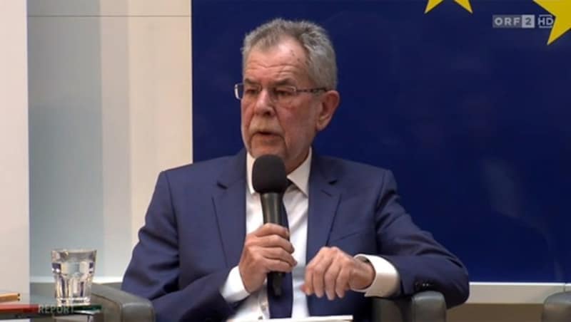 Bundespräsident Van der Bellen während der Diskussionsveranstaltung im Haus der Europäischen Union (Bild: tvthek.orf.at)