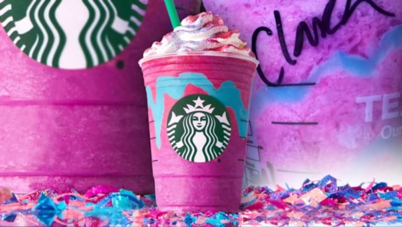 In vielen Starbucks-Filialen ist das Einhorn-Getränk schon ausverkauft! (Bild: Starbucks, Clara Milena Steiner)