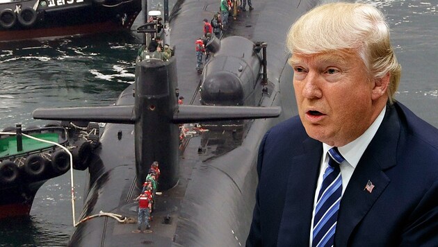 Trump hält die militärische Drohung aufrecht: Nun parkt ein US-Atom-U-Boot in Südkorea. (Bild: AP)