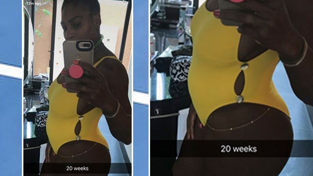 Hier zeigt Serena Williams auf Snapchat ihren Babybauch! (Bild: AP)
