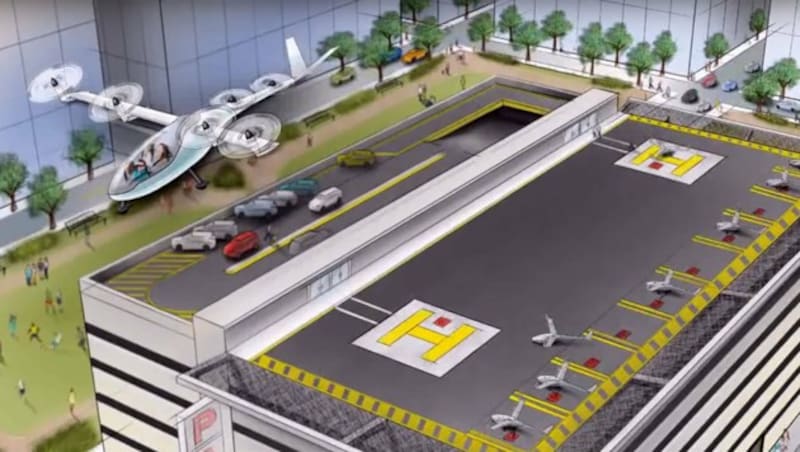 Auf "Vertiports" sollen die fliegenden Taxis starten und landen. (Bild: Uber-Elevate/Uber)