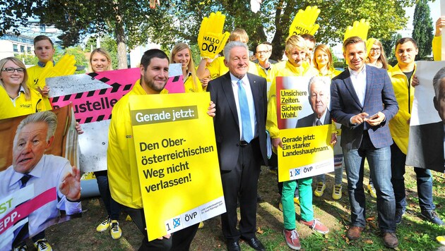 Ein Schnappschuss aus dem aufwändigen ÖVP-Wahlkampf für/mit Josef Pühringer 2015 (Bild: Horst Einder)