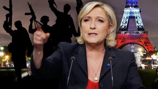 Rechtspopulistin Marine Le Pen gilt als "Kriegsherrin" gegen den Terror. (Bild: AFP/Bertrand Guay, AP/Michel Euler, thinkstockphotos.de)