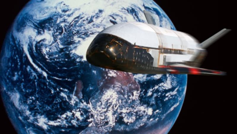 Das knapp fünf Tonnen schwere Orbital Test Vehicle (kurz OTV) ist nur 8,8 Meter lang und hat eine Flügelspannweite von 4,6 Metern. (Bild: US Air Force, thinkstockphotos.de, krone.at-Grafik)